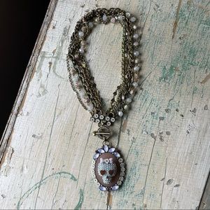 Betsey Johnson girly punk crystal skull necklace.